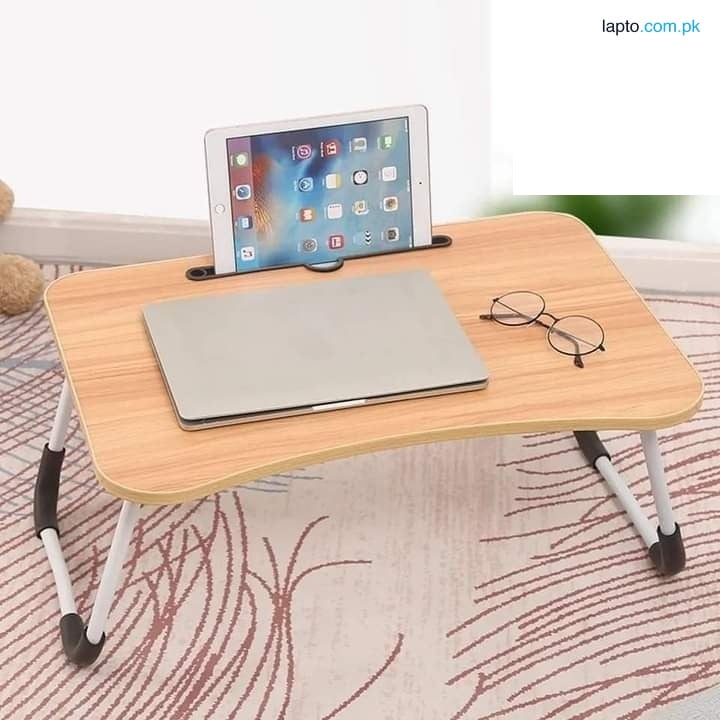 Wooden Study Table , laptop table , foldable wooden table, Dormitory Bed Laptop stand Book Reading Tray Cup slot Bed Table For Computer Notebooks, pen holder & i pad holder, breakfast table, gaming table, bed table, cup holder, adjustable & multipupose