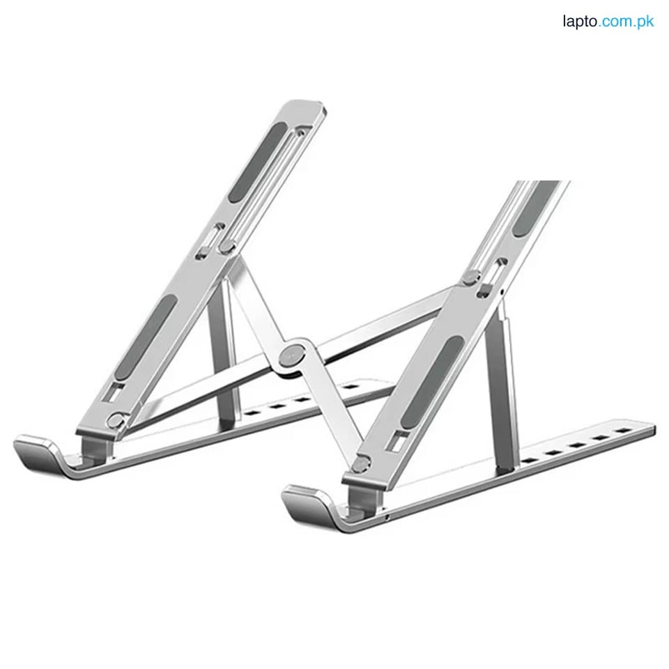 Portable Foldable Laptop Stand – Adjustable Aluminum Metal Stand with Anti-Slip Rubber Pads | Lightweight Ergonomic Riser for Desk, Table & Travel | Ventilated Design for Better Cooling