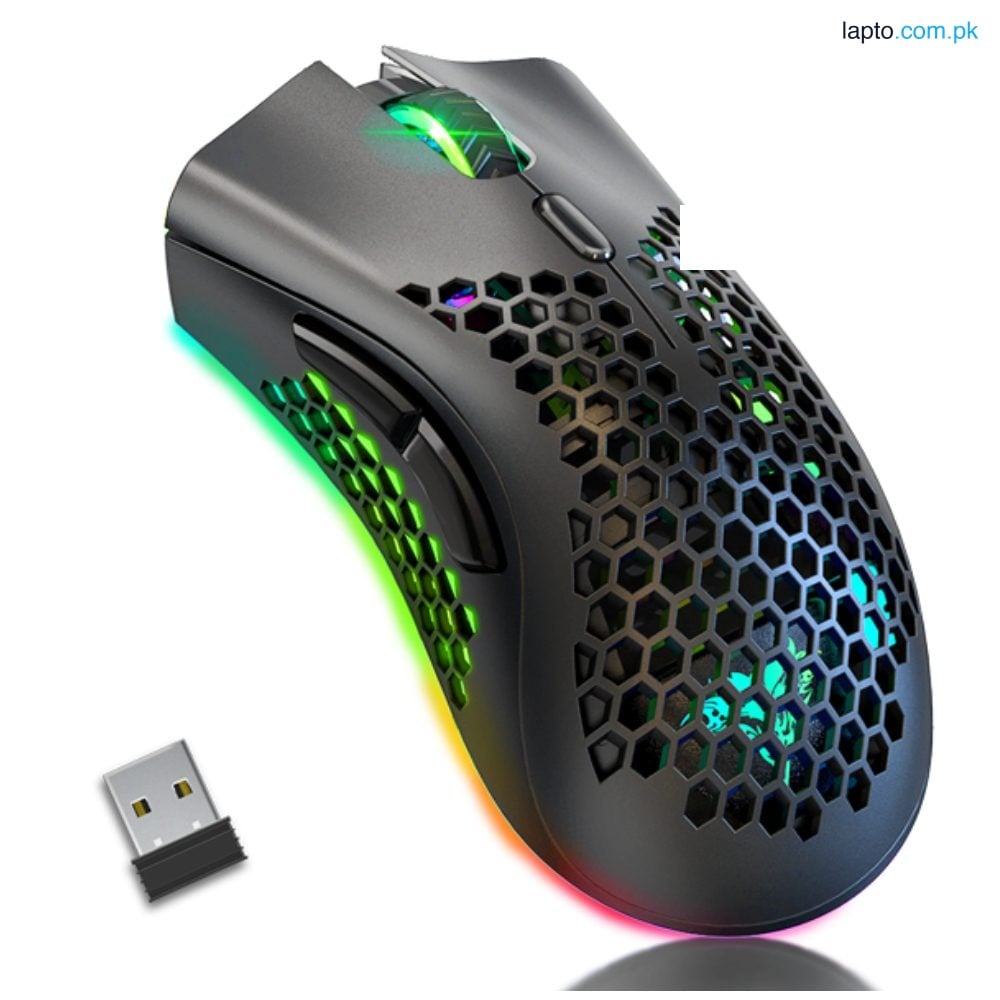 Rechargeable Wireless Mouse Gaming Computer Mouse Wireless Gaming Mouse with Rechargeable USB | 7 LED lights, Type-c port charging RGB wireless gaming mouse Wireless gaming mouse RGB low latency adjustable RGB 2.4GHZ Dongle,5 Gaming Buttons