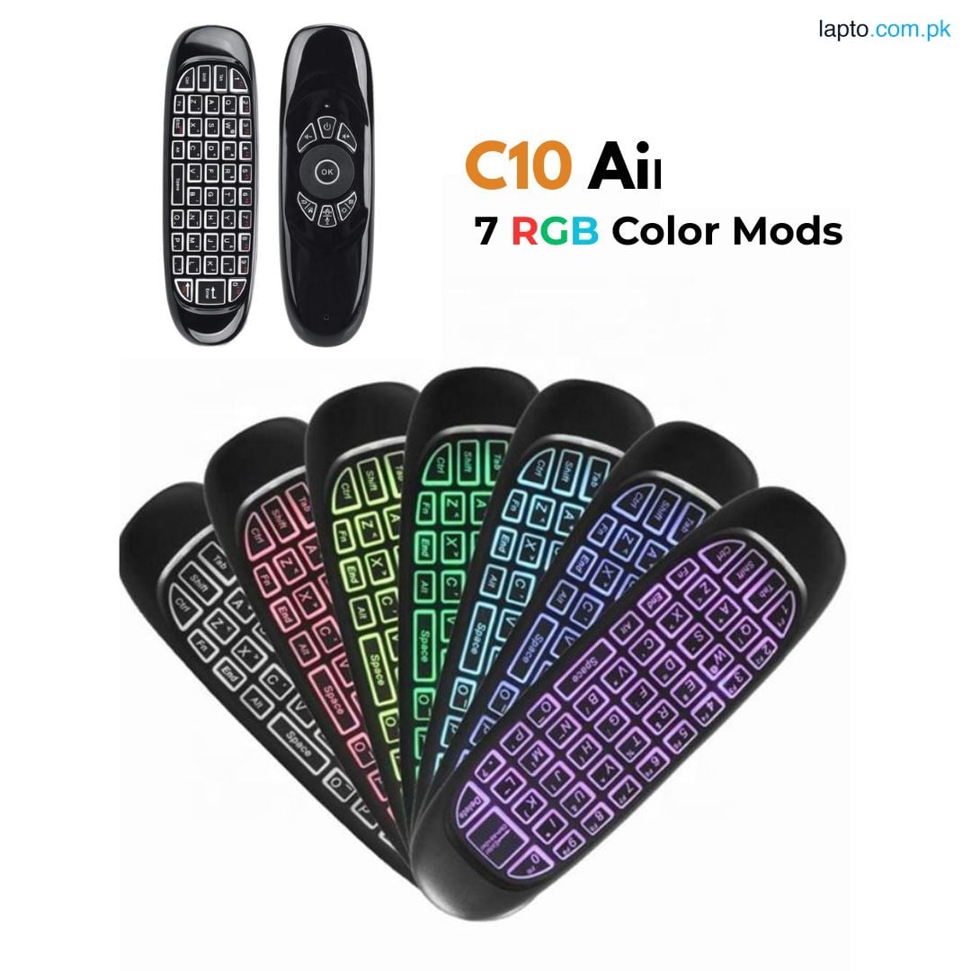 C120 Air Mouse Wireless Keyboard, RGB Backlit Remote Control, 2.4G Rechargeable Fly Mouse, Double-Faced Mini Wireless Keyboard for Android TV Box, Smart TV, PC, HTPC, Laptop, Infrared Learning Remote, Gaming Keyboard Mouse Combo**
