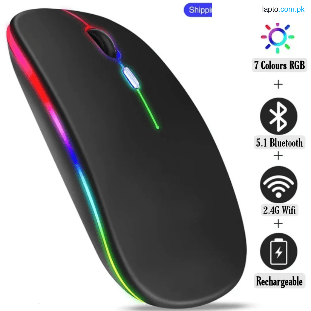 Rechargeable RGB Wireless Gaming Mouse – Ultra Slim, Silent Click, High-Speed 2.4GHz, Adjustable DPI (800–2400), USB Optical Mouse for Laptop, PC & Office Use