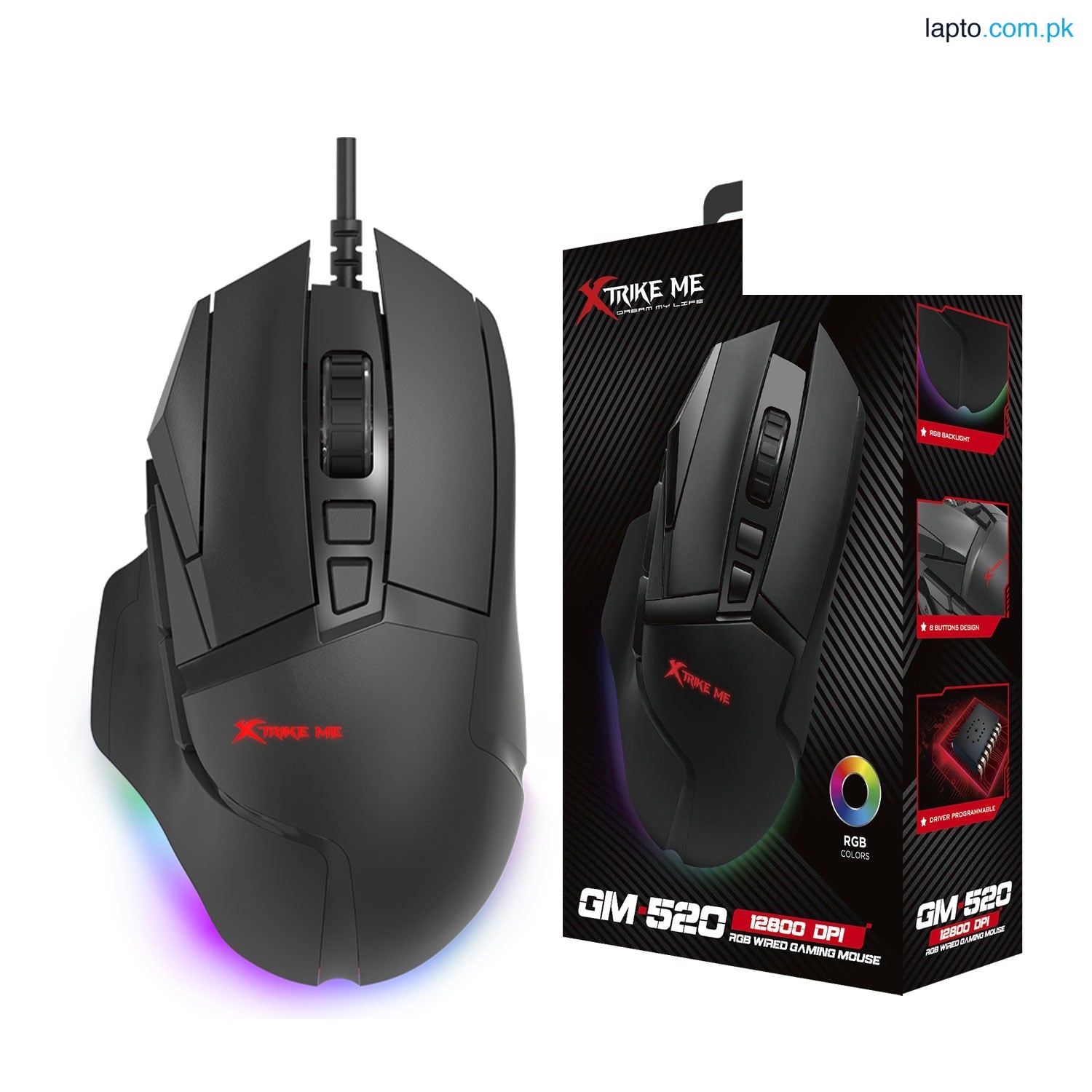 XTRIKE ME GM520 (8 Buttons) RGB Wired Gaming Mouse