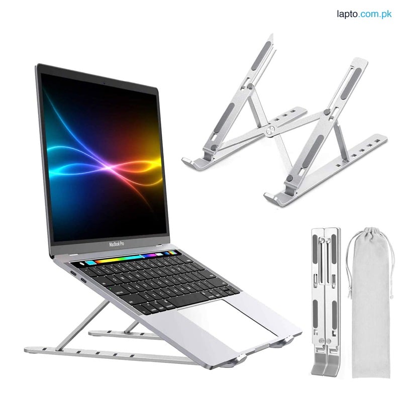 Portable Foldable Laptop Stand – Adjustable Aluminum Metal Stand with Anti-Slip Rubber Grips Ergonomic Folding Laptop Holder for MacBook Dell HP Lenovo Asus | Lightweight Durable Laptop Stand for All Sizes Adjustable Height for Comfortable View