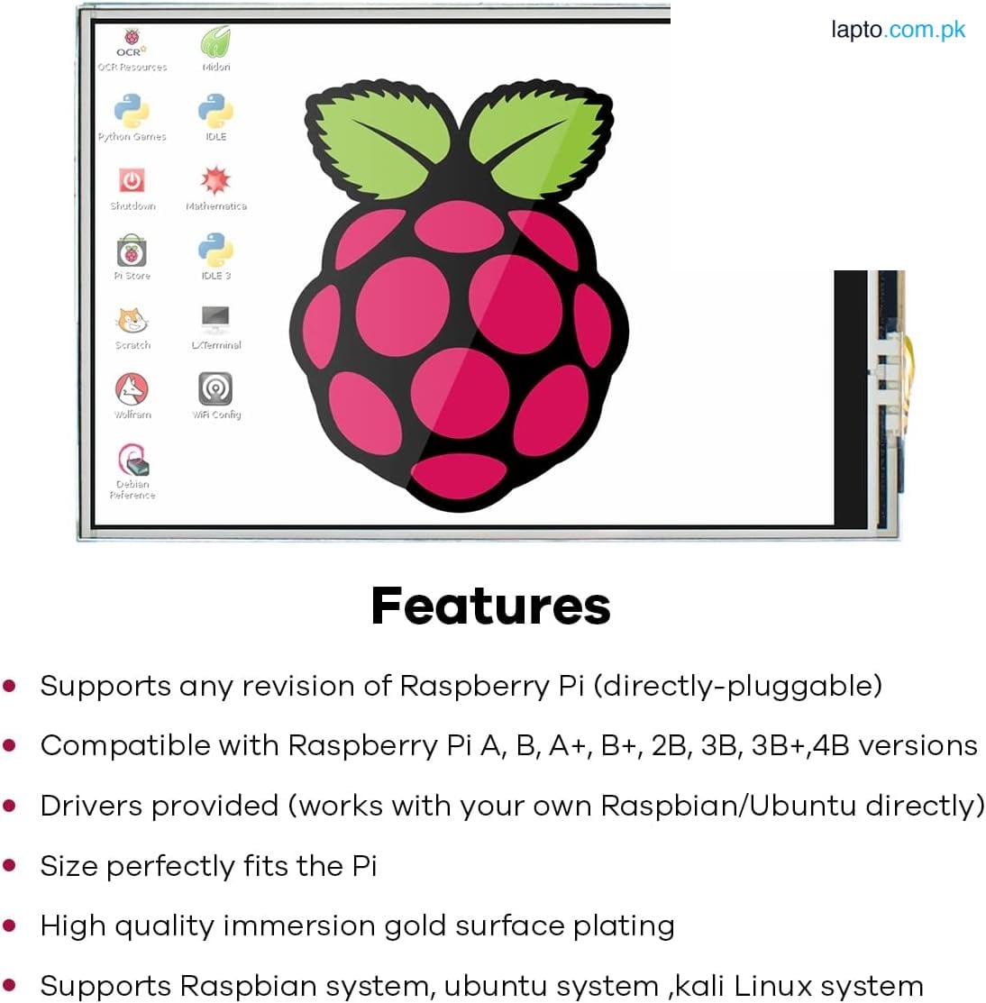 3.5 Inch 480 x 320 TFT Touch Screen SPI Display Monitor for Raspberry Pi 4B,3B+,3B,2B+,B,A+,A