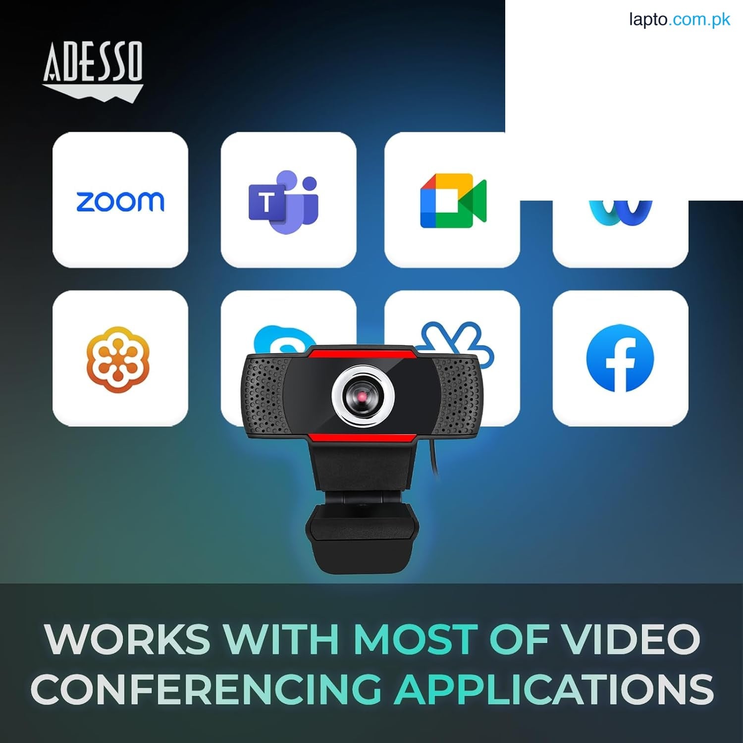 Webcam 12 Megapixel 30 fps adesso cyber track H3 USB 2.0 1280x720 Video CMOS Sensor Manual-Focus Microphone for PC & Laptop