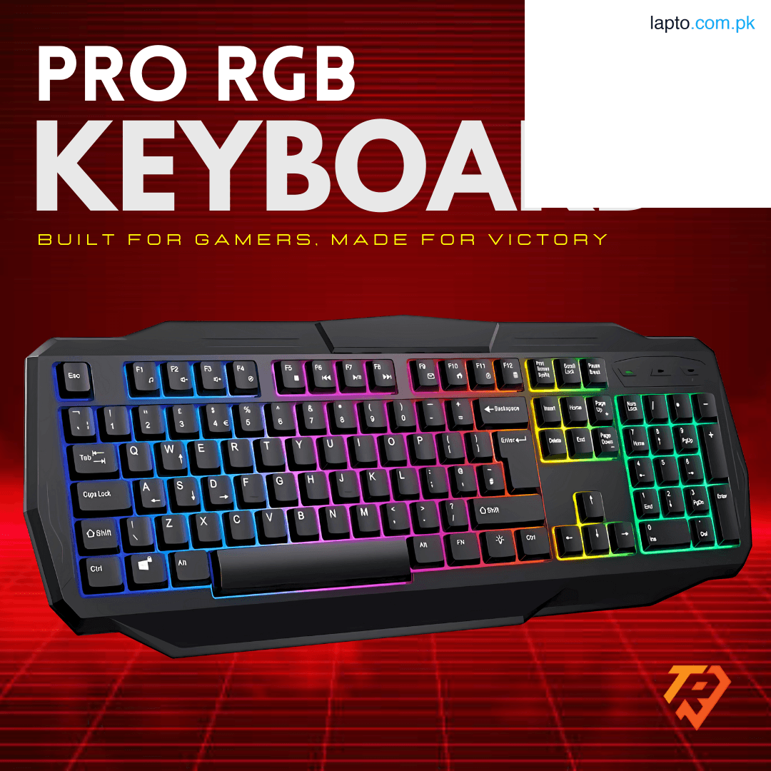RGB Backlit Gaming Keyboard USB Wired – Mechanical Feel Pro LED Keyboard with Plastic Body, Black Color, Durable Braided Cable – Affordable Gaming Design Keyboard for Laptop, PC & Office Use