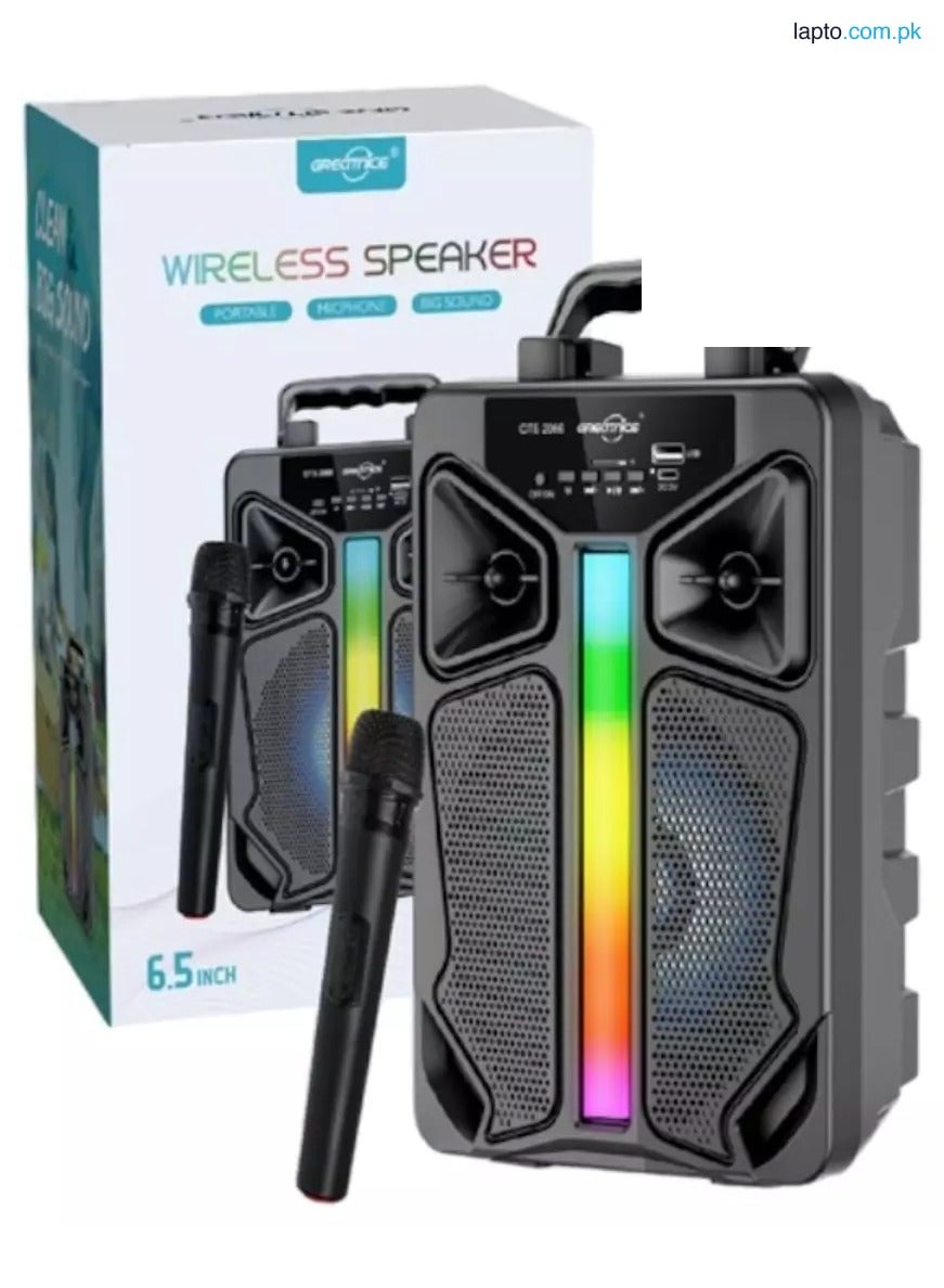 GTS-2066 Bluetooth Speaker with Wireless Microphone – 6.5" Portable Karaoke Speaker