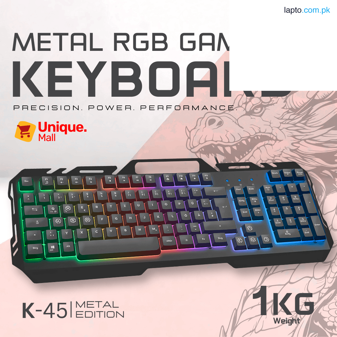Metal RGB Gaming Keyboard with Phone Holder Strong Metal Aluminum Panel Keyboard with 19 Anti-Ghosting Keys, UV Laser Carved Floating Keys, Water Splash Resistant Wired Mechanical Keyboard for PC, Laptop, PS4, Xbox - Unique Mall