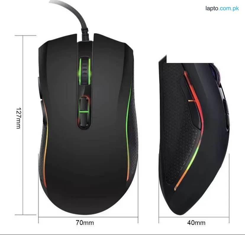 Gaming Mouse RGB with 3200dpi - Breathing LED USB Wired Optical Computer Mouse with 6 Buttons & Braided Wire including Side Buttons - Mouse for laptop, PC, Gaming & Office Use by FunBug