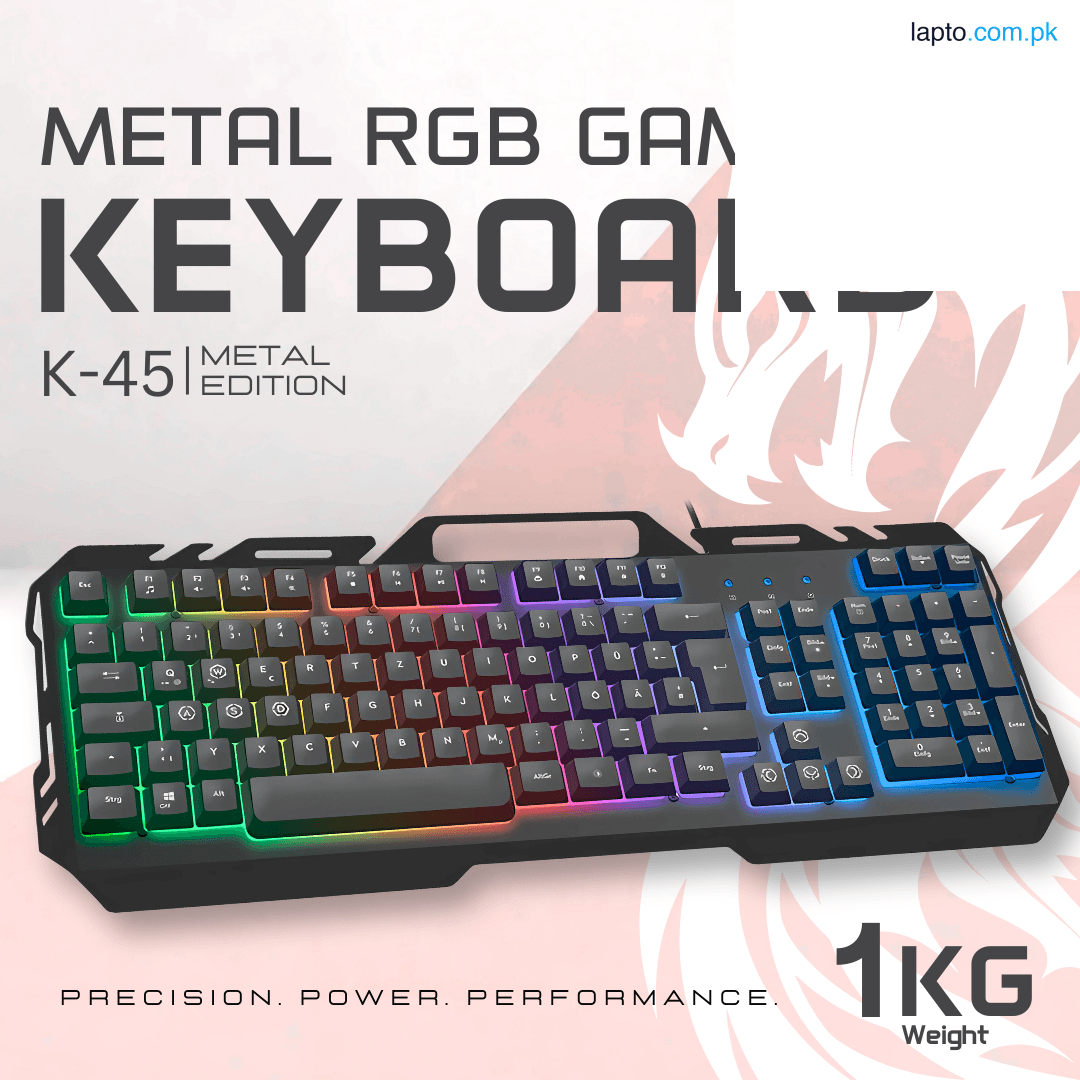RGB Backlit Metal Gaming Keyboard USB Wired – Mechanical Feel Keyboard with LED Light Effects, Anti-Ghosting, Multimedia Keys, Heavy Duty Metal Frame, Ergonomic Design for Laptop, PC, Office & Gaming