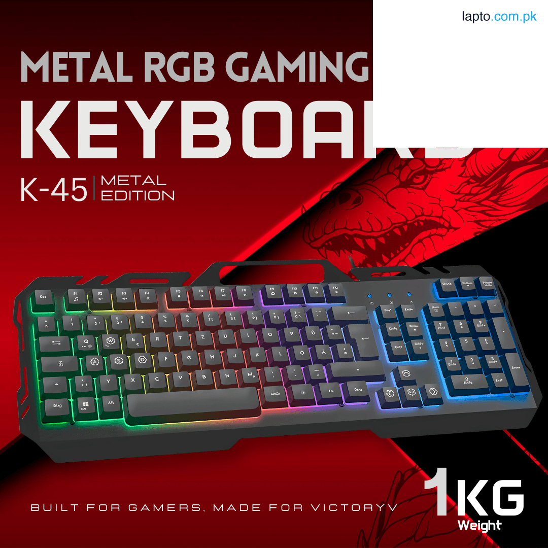 Wired USB RGB Gaming Keyboard – Metal Panel Backlit Keyboard with LED Lights, Mechanical Feel Keys, Anti-Ghosting, Multimedia Keys, Ergonomic Heavy Duty Design for PC, Laptop, Desktop & Office Use