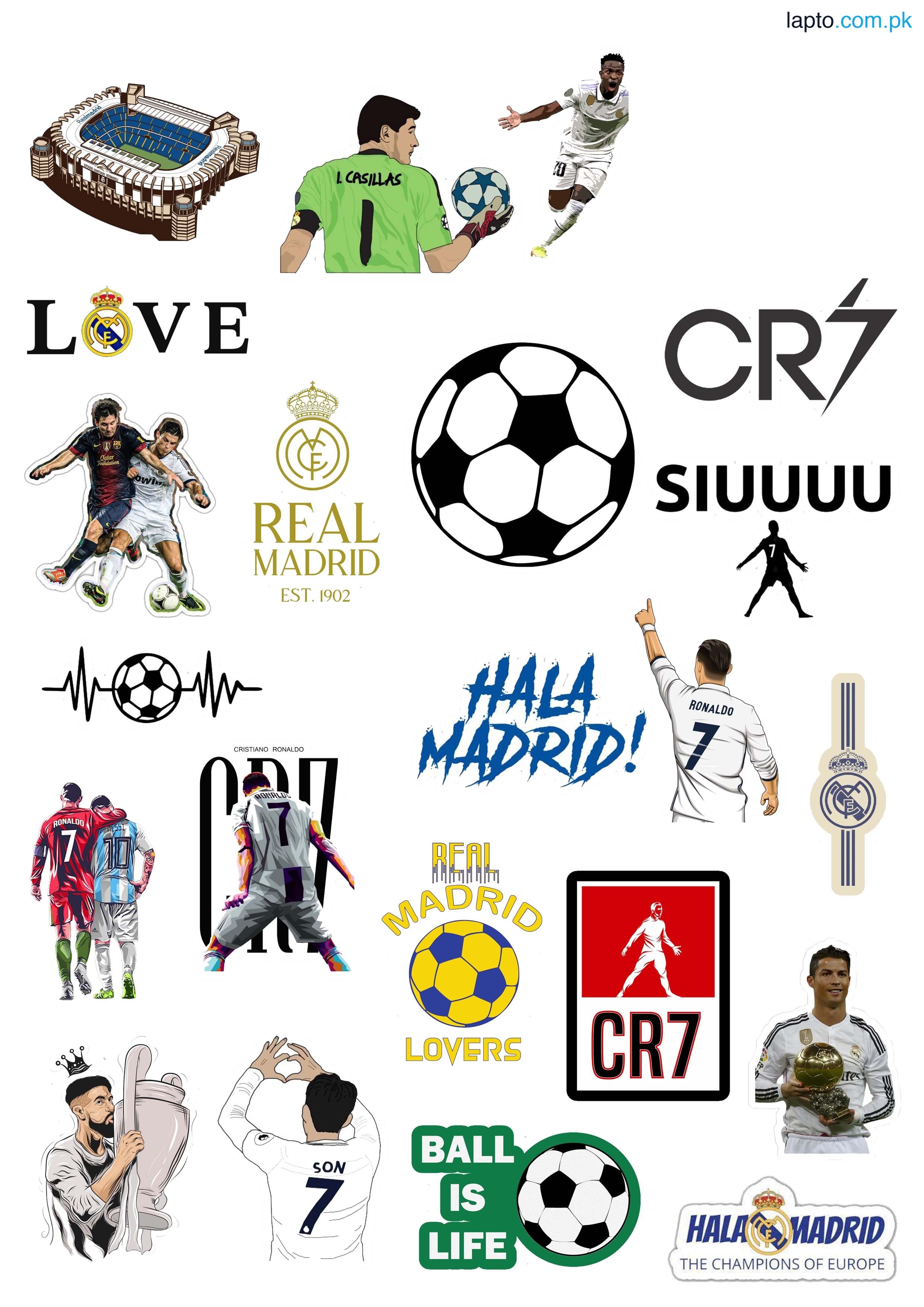 Real Madrid Stickers Ronaldo Stickers Football Stickers 23 Pieces of Cool Stickers For Decoration Laptops Mobile and Journal Best Quality 2 Inch Adhesives Girls And Boys Vibes