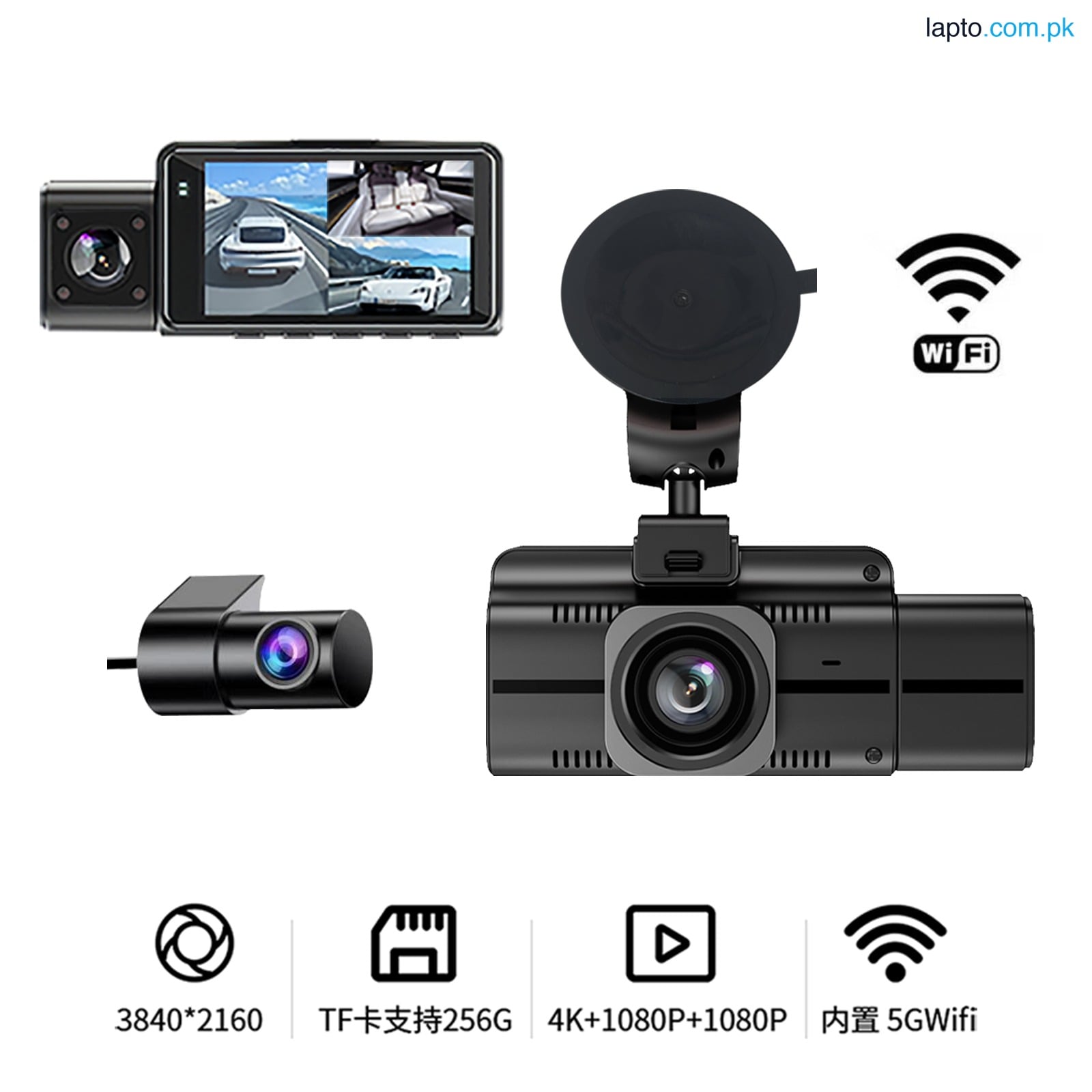 F6 3-CHANNELS WIFI 4K ULTRA HD DASHCAM 5G WIFI6 WITH GPS COMPATIBILITY