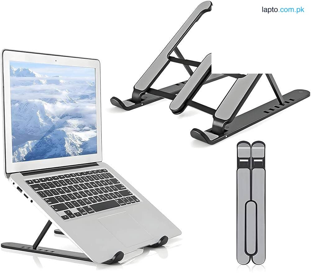 Portable Foldable Laptop Stand | Adjustable Aluminum Metal Holder | Ergonomic Laptop Riser with Anti-Slip Rubber Grip | Lightweight & Durable Stand for MacBook, Dell, HP, Lenovo, Asus & All Laptops