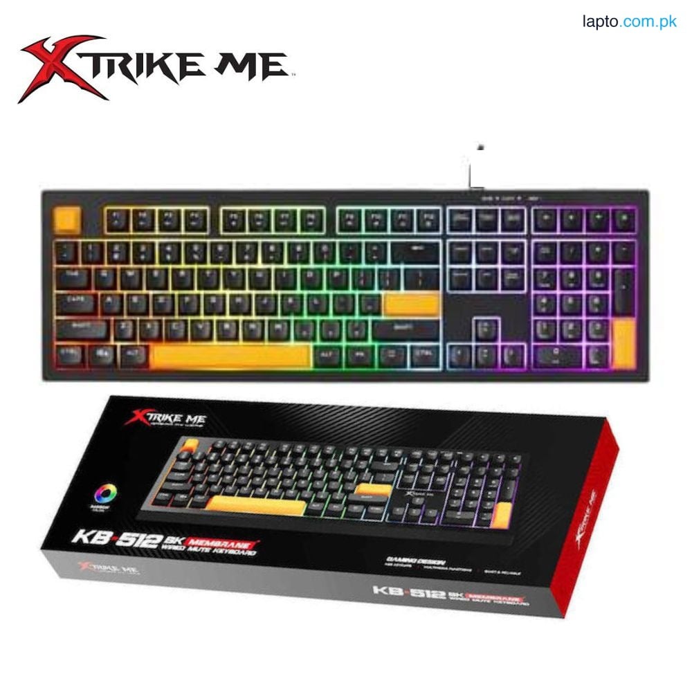 Xtrike Me KB-512 BK 108-Key Wired Gaming Keyboard with Mechanical Feel, USB-C Connection, Ergonomic Design, and Durable Black Finish
