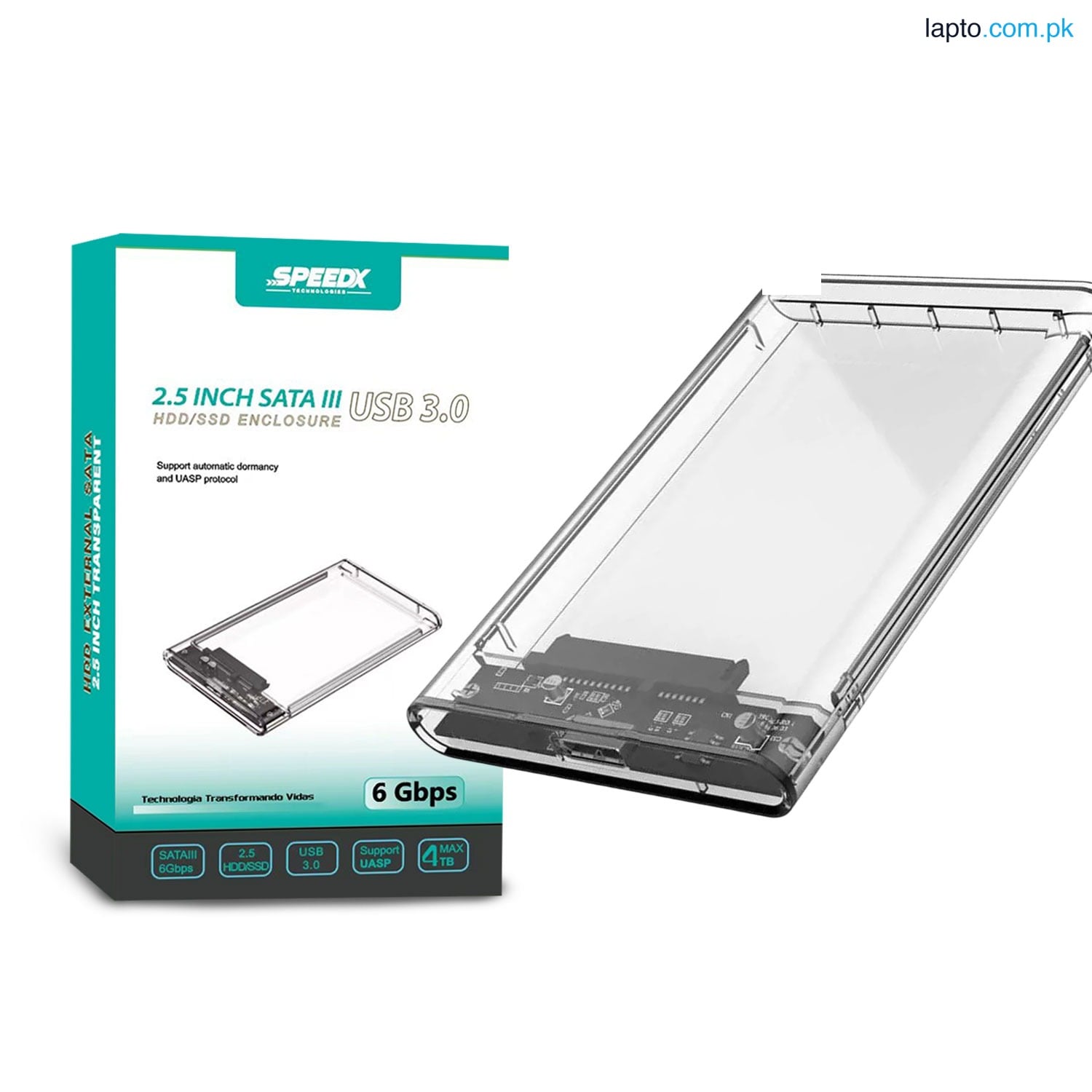 Speed-X HD-2025U3 2.5-Inch External Hard Drive Enclosure with USB 3.0 Interface, Transparent Crystal Case for SATA HDD