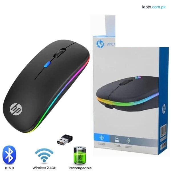 HP Bluetooth & Wireless Dual Model Mouse (W10) RGB Rechargeable