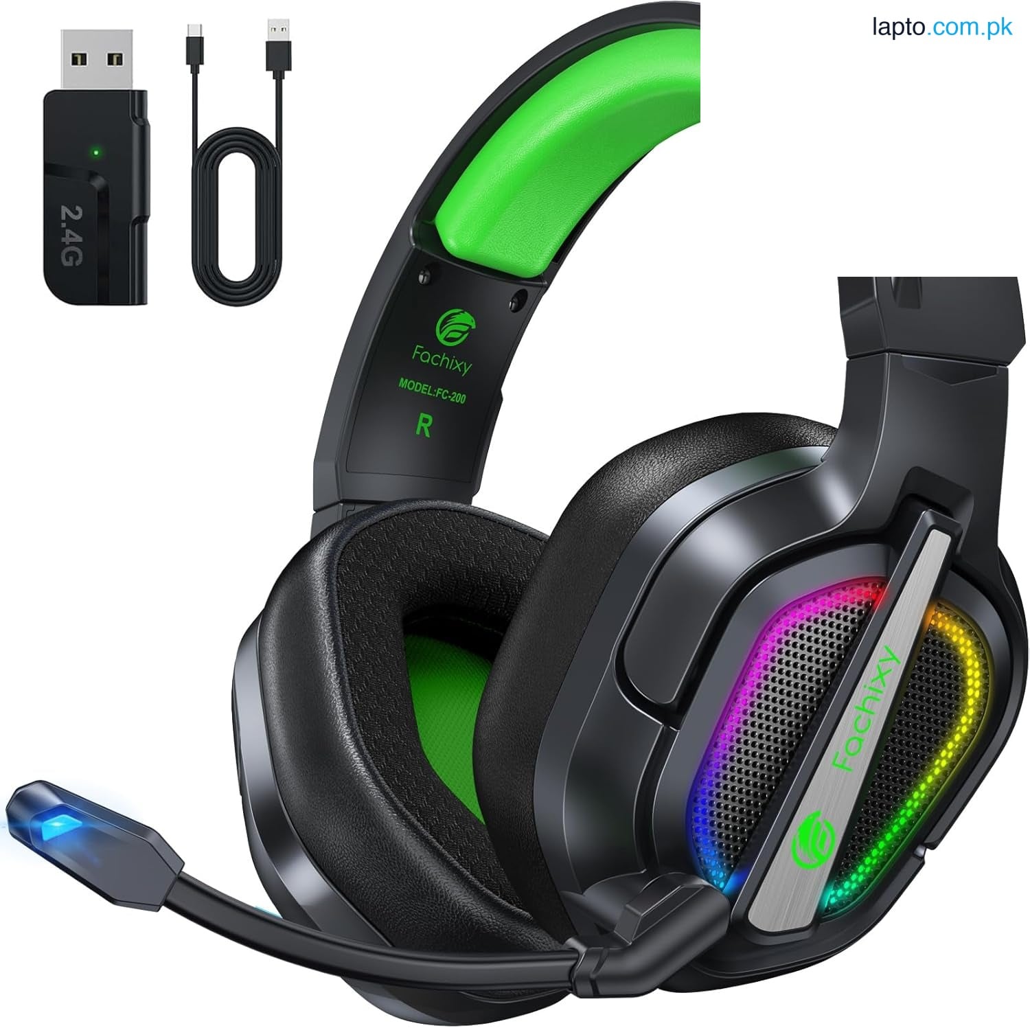 Fachixy FC200 Wireless Gaming Headset for PS5, PS4-2.4GHz USB Foldable Headphones with Mic - 3D Stereo Bluetooth Headset with 50Hrs Battery Life - For Switch, PC, Mac, Mobile