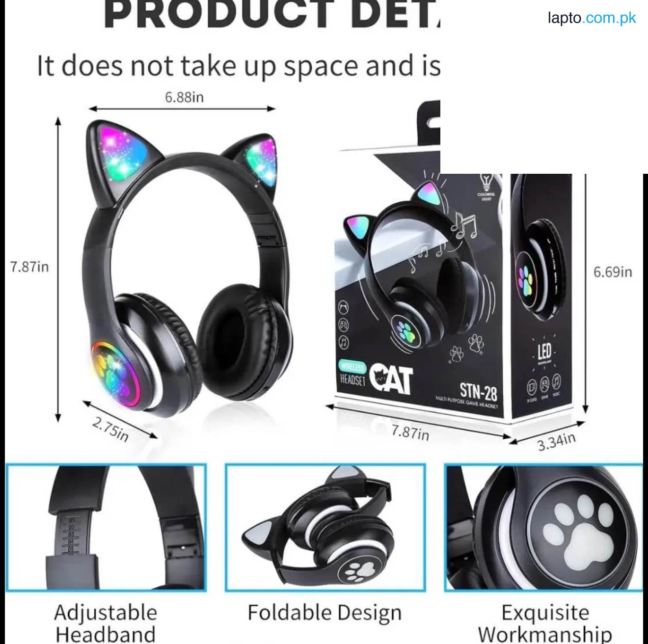 "Cat Ear Wireless Bluetooth Headphones with LED Lights & Mic | Cute Gaming Headset for Kids & Girls"