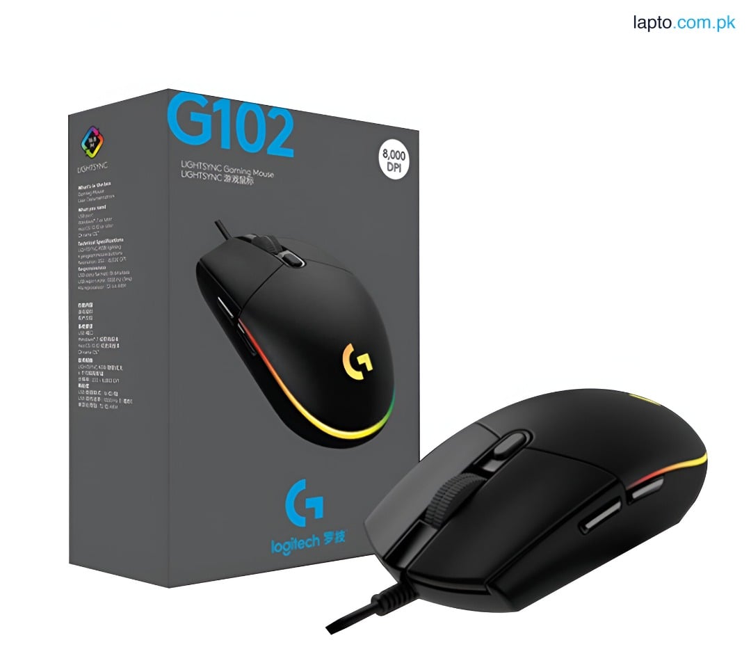 Logitech G102 Wired Gaming Mouse 8000 DPI with RGB Light Sync and 6 Programmable Buttons - New
