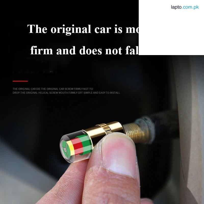 4PCS Tire Pressure Monitoring Valve Caps – 2.4 Bar Air Pressure Indicator Sensors for Car, SUV, Truck – Auto Tire Pressure Alarm System Caps (Gold)