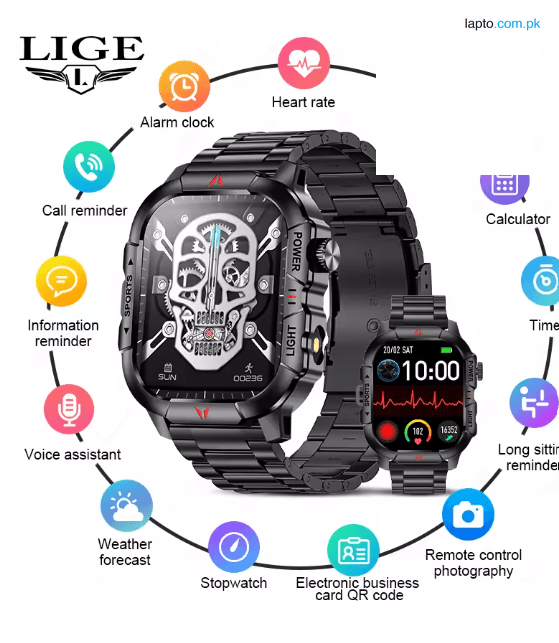 SENBONO Waterproof Sports Smartwatch with HD Touch Display, Bluetooth Call, 100+ Sport Modes, Heart Rate Monitor, Password Lock, Calculator - Unisex