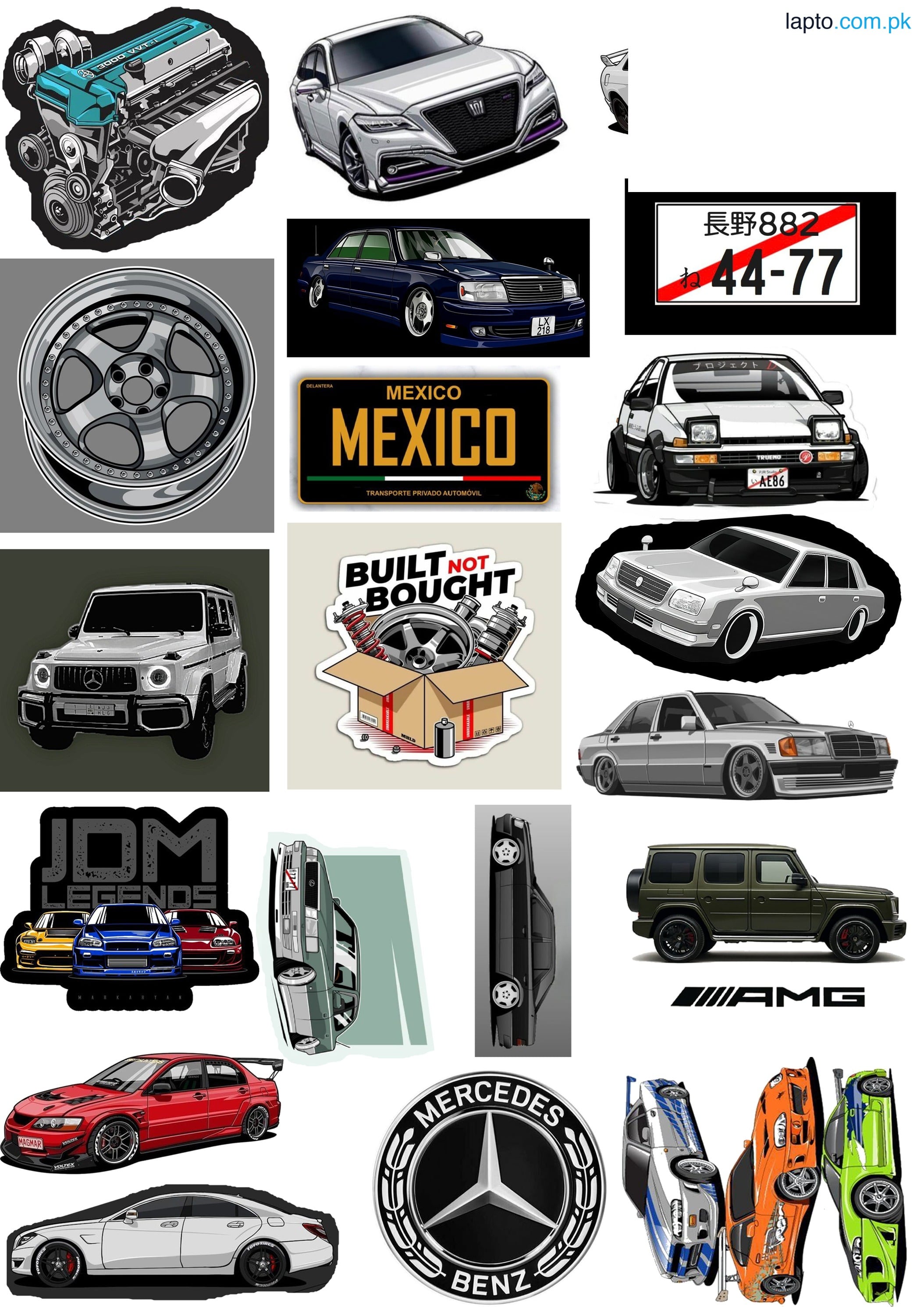 Supra Car Stickers - Sports Car Stickers - 2-3 inch - Pack of 20 - Sports car stickers for Laptop - Stickers for Mobile back Cover Sticker Car Lover Sticker