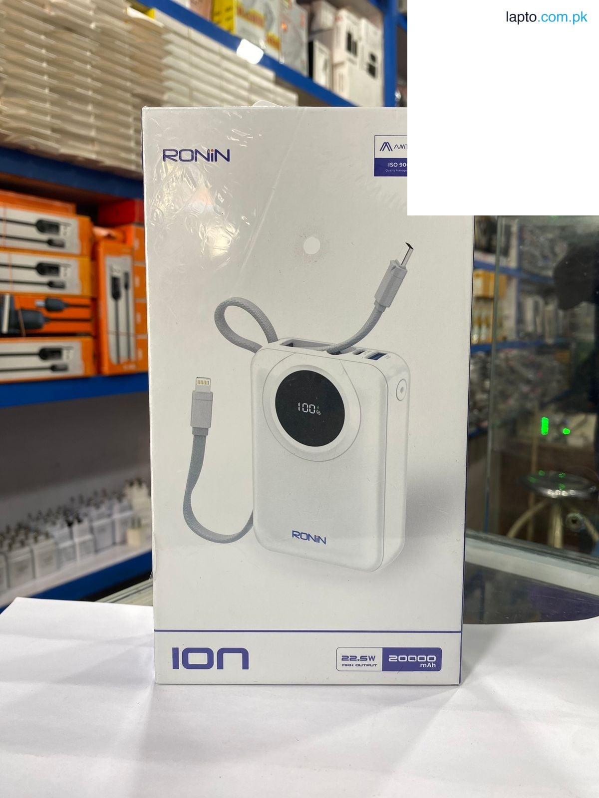 20000mAh Power Bank Ronin ION 22.5W Fast Charge | Digital Display | Built-in Lightning Cable