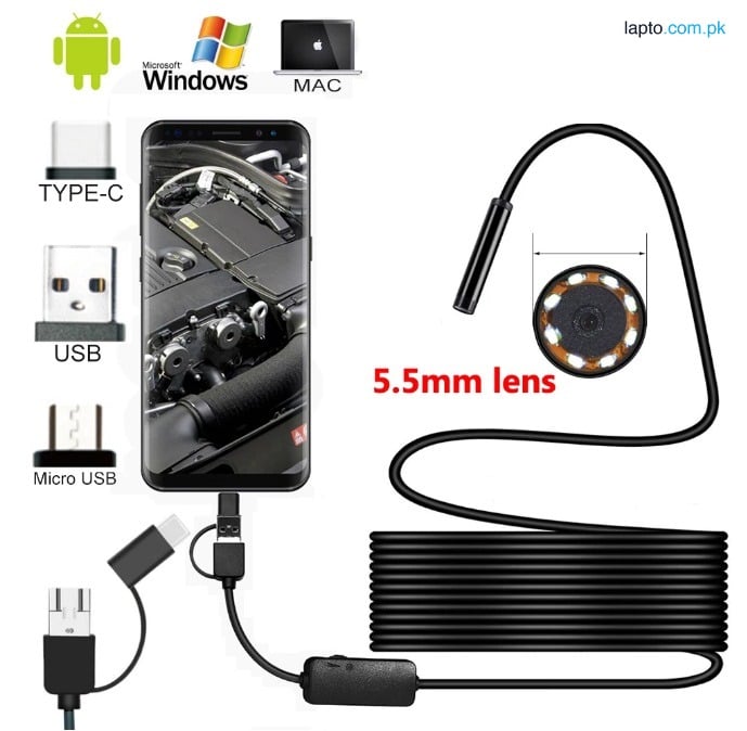 Endoscope Camera HD With 6 LED Soft Cable Waterproof Inspection Borescope For Android PC 3.5M 7mm