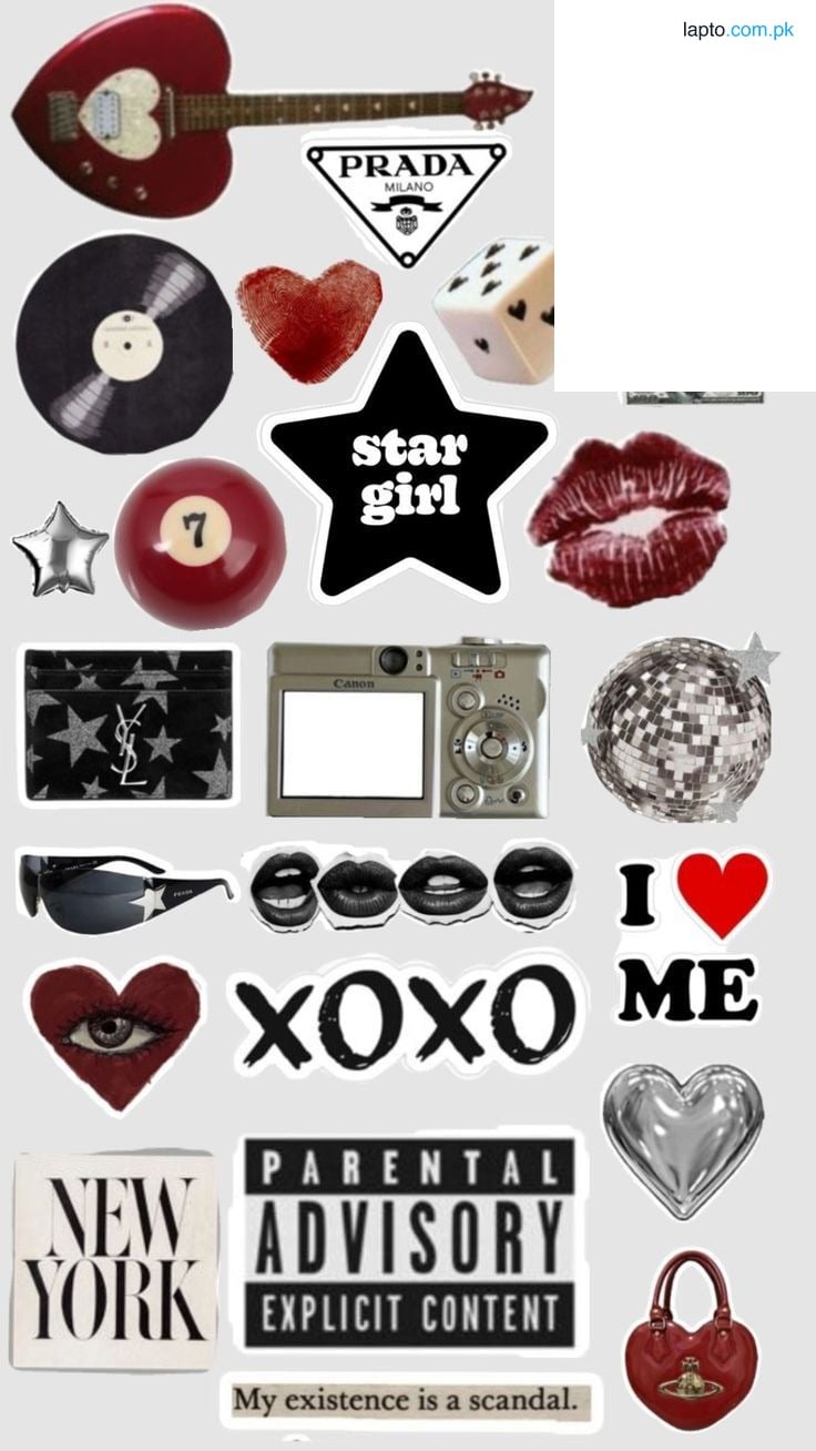 Trendy Aesthetic Stickers Pack ā Retro Pop Culture, Fashion, Music & Love Theme