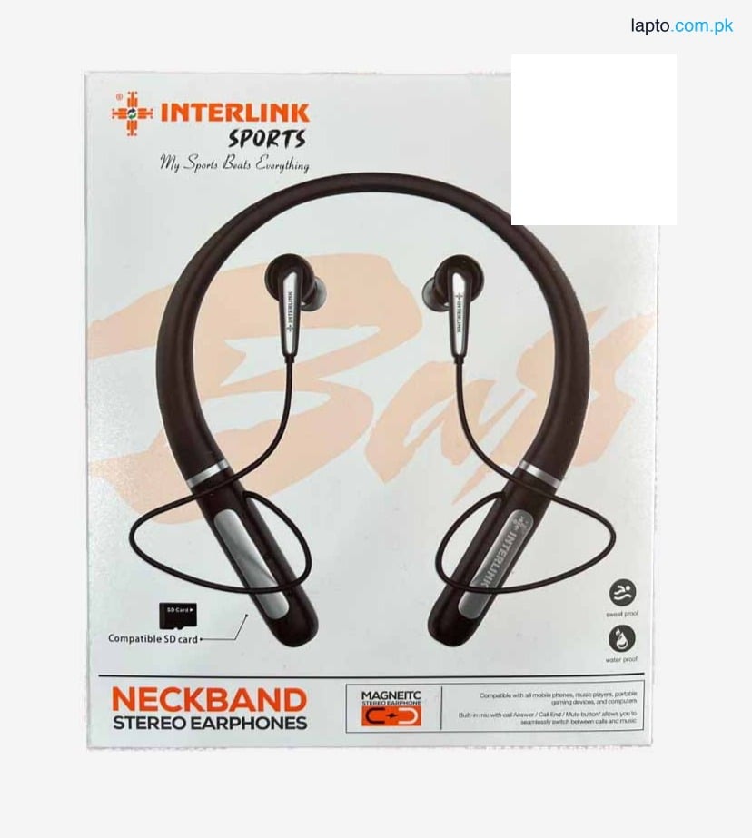 Interlink Sports Neckband – Bluetooth 5.3 Wireless Headphones | Deep Bass | Magnetic Earbuds | Noise Reduction | Long Battery Life | Type-C Fast Charging