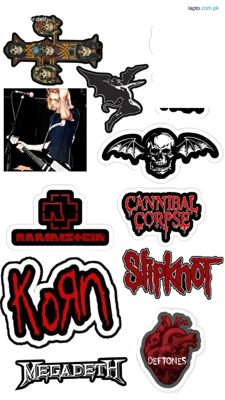 Ultimate 10 Pcs Metal Band Stickers Set PVC Decals - Ghost, Cannibal Corpse, Deftones, Classic Rock Music Aesthetic for Laptops & Journals