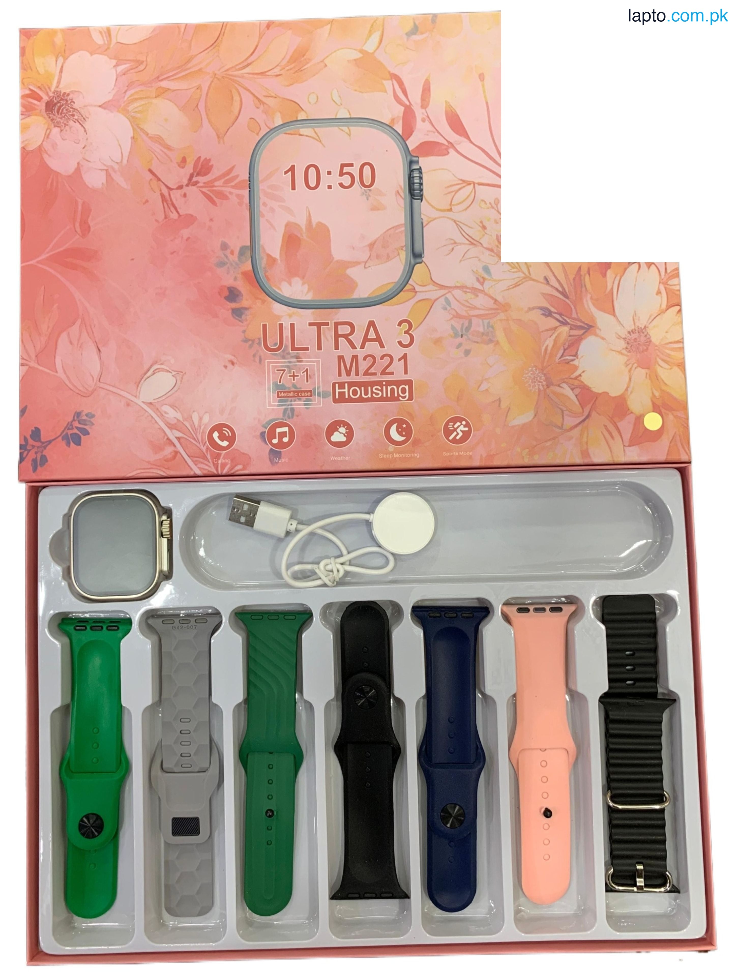 ULTRA 3 M221 Smart Watch 7+1 Straps Combo | Bluetooth Calling | Fitness Tracker | Heart Rate & Sleep Monitor | Smartwatch for Android & iPhone