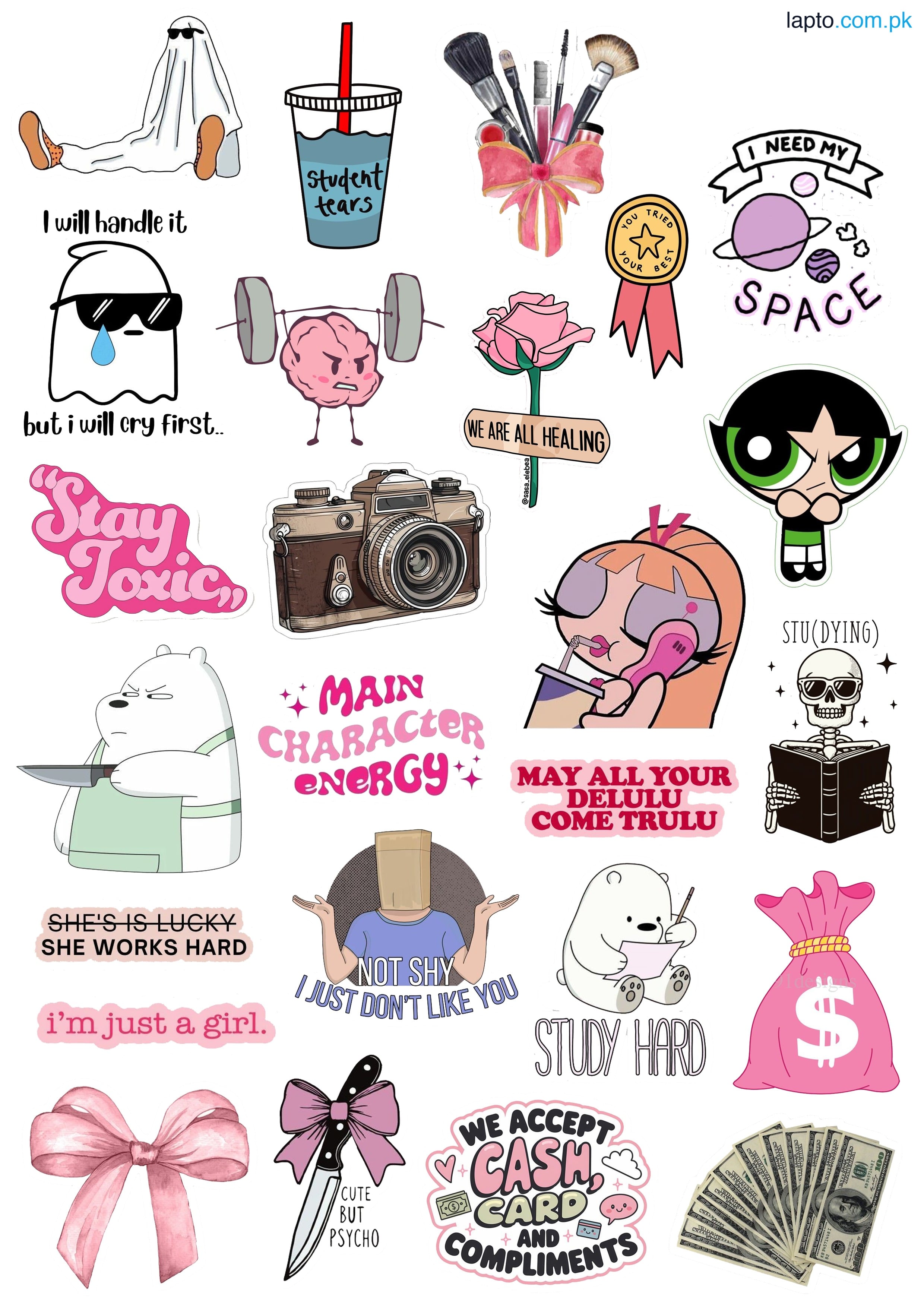 Pink Aesthetic stickers Cute motivational stickers 26 Pieces of Study motivation stickers For Decoration Journals Scrapbooks Laptop Mobile Dairies And Gifts Best Quality 2 inch Adhesive Girls Vibes