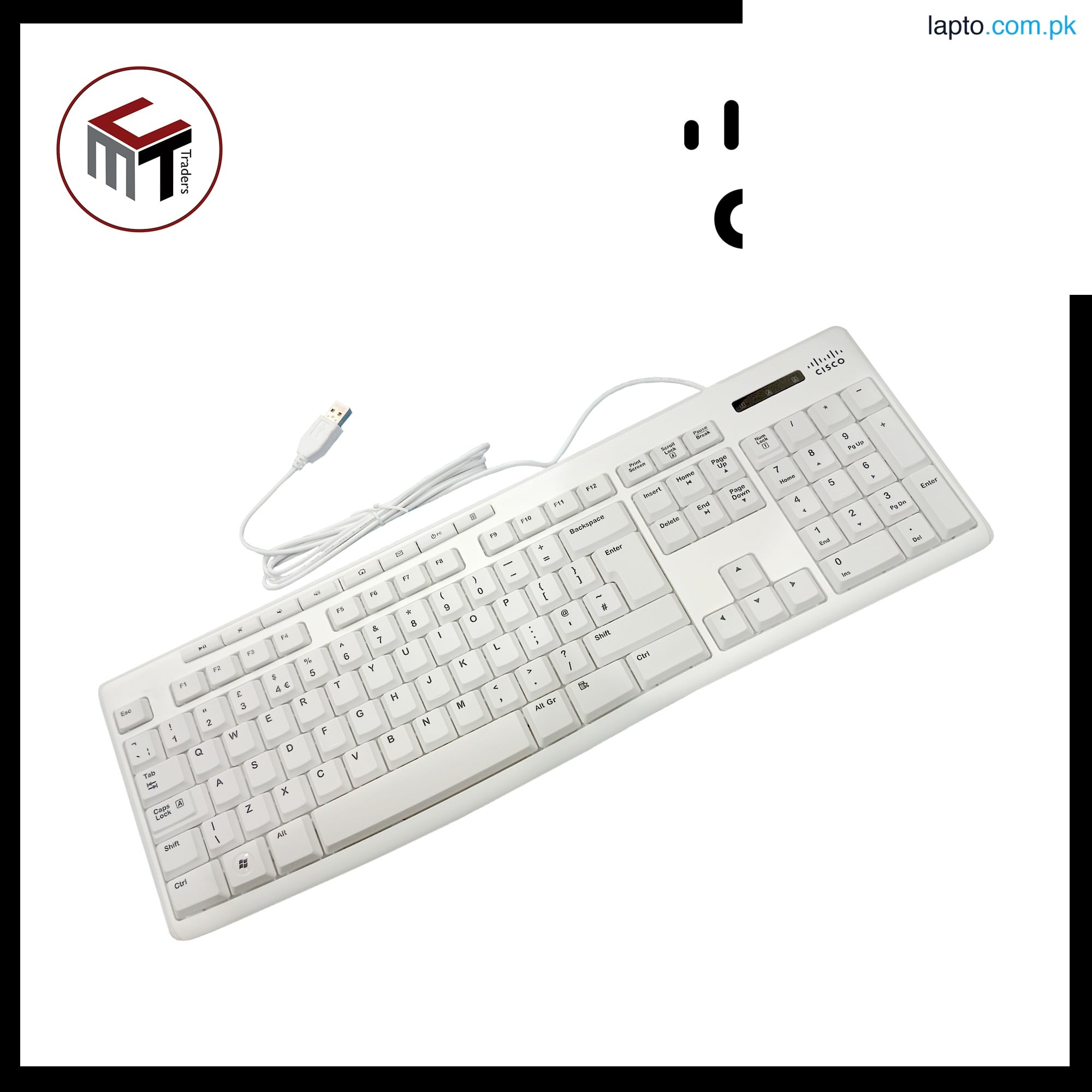 Logitech Multimedia USB Wired US Keyboard Cisco Branded (White)