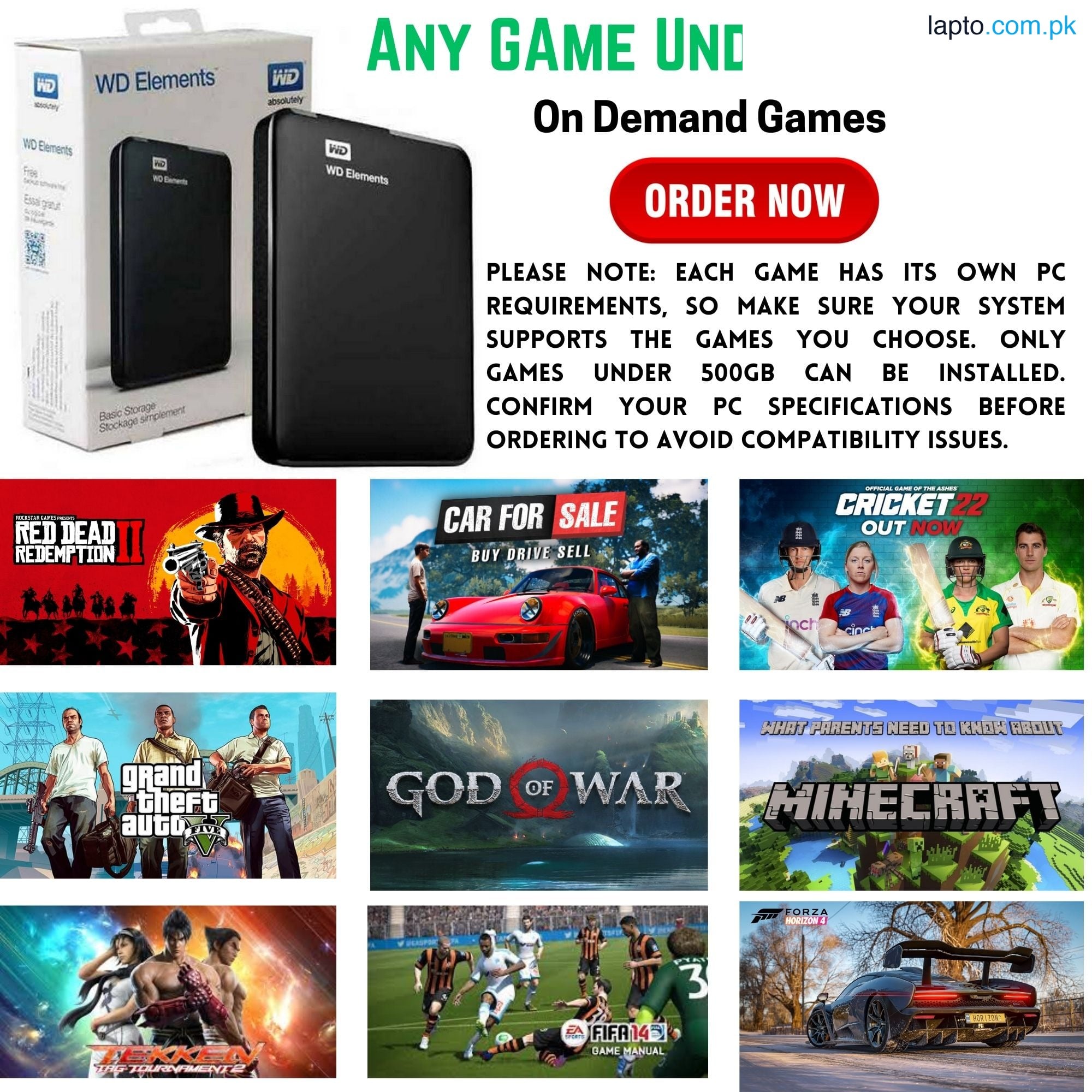 Gaming Hard Disk for PC & Laptop – Preloaded USB HDD for Games | Plug & Play External Gaming HDD (500GB)