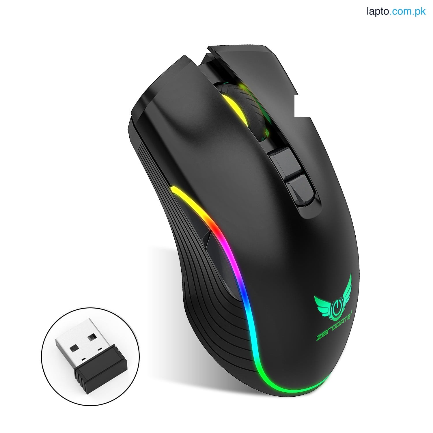 Zerodate T26 2.4G Wireless Mouse Rechargeable RGB Backlit Mouse USB C Fast Charging With 7-button