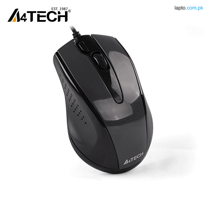 A4Tech N-500F(S) - Wired Optical Mouse - Silent Click- 1200 DPI - Glossy Grey