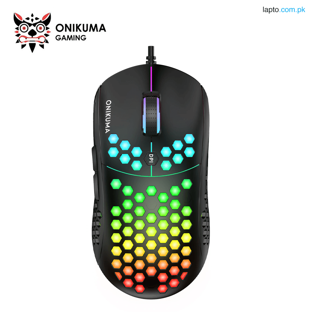 ONIKUMA CW903 Light Weight 99 Grams RGB Gaming Mouse Ergonomic Mice With Adjustable DPI Up to 6400 6 Programmable Buttons for Window Mac OS - Black