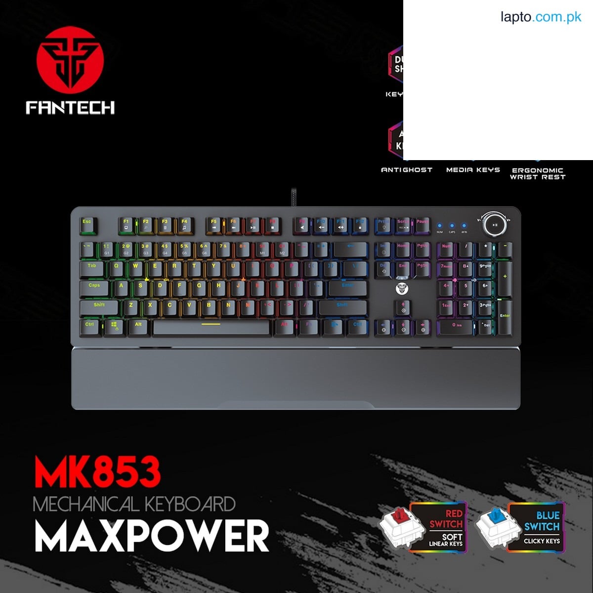 ONIKUMA G27 Chroma RGB Professional Blue Switch Mechanical Gaming Keyboard 104-Key Full Number Pad Keyboard Gaming - Black