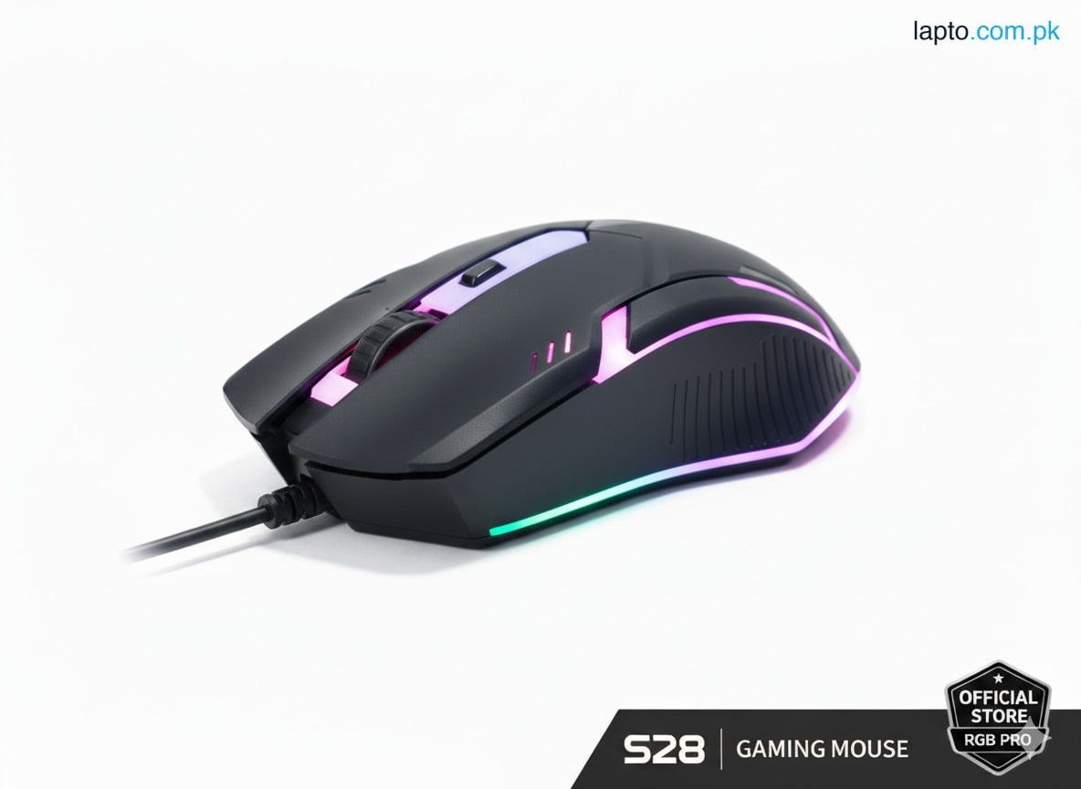 S28 RGB Gaming Mouse | Colorful Light Wired Mouse | 4D Optical USB Mouse for PC & Laptop | Adjustable DPI | Ergonomic Design for Gaming & Office Use