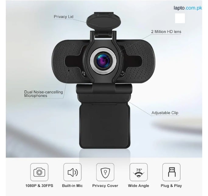 Dericam Webcam, HD 1080P Webcam with Microphone, Computer Web Camera for PC,MAC,Laptop, Plug and Play USB Webcam with Privacy Cover for Youtube, Skype, Video Calling, Conferencing, Gaming