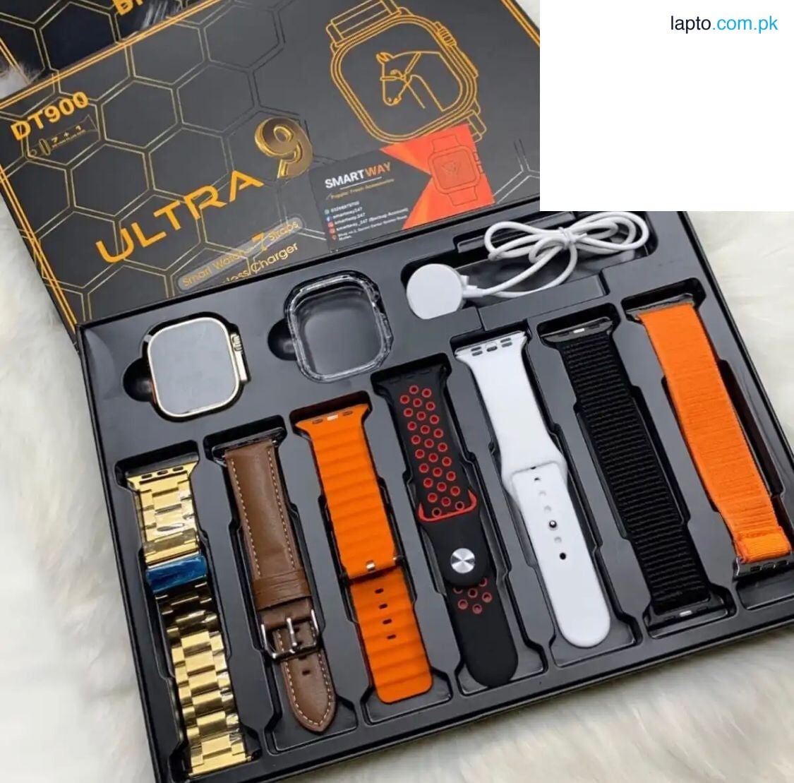 DT900 Ultra Smart Watch with 7-in-1 Interchangeable Straps - Fitness Tracker, Heart Rate Monitor, Sleep Analysis, Bluetooth Connectivity - Multi-Function Smartwatch for Men and Women -Waterproof iOS and Android Compatible - with Health and Fitness Feature