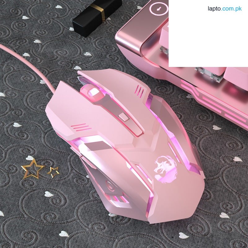 Pink RGB Gaming Mouse 6 Buttons 3200DPI with Mouse Pad – Wired Optical Mouse for Computer and Laptop