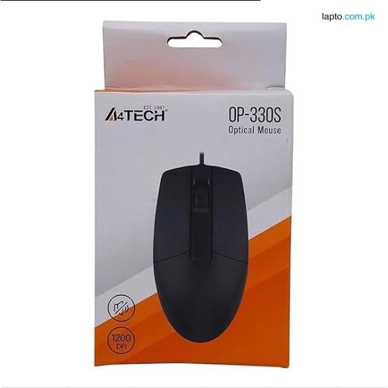 A4TECH MOUSE O-P 330S WIRED MOUSE SILENT CLICK 1200 DPI FOR LAPTOP PC BLACK COLOUR
