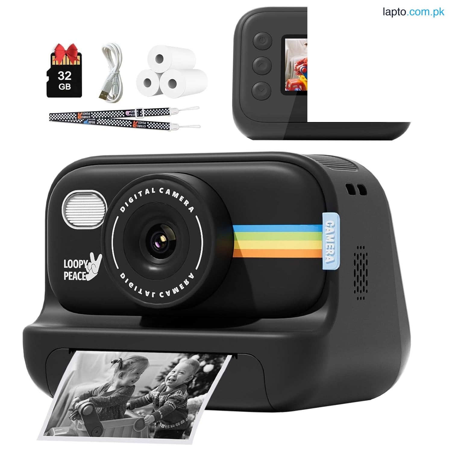 Kids Instant Print Camera– Black Digital Toy Camera with Thermal Printer, Screen & Fun Filters