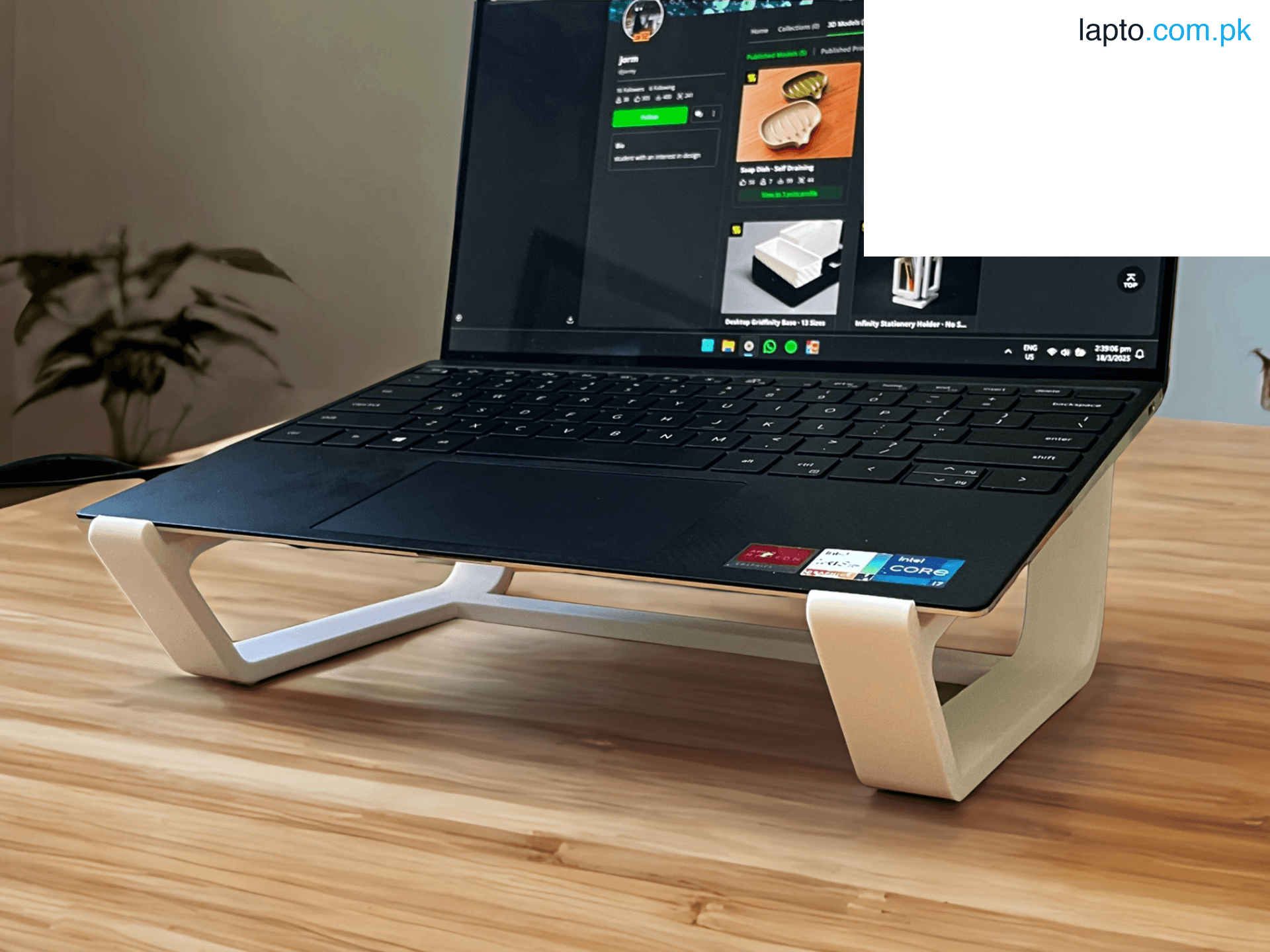 Sleek Laptop Riser – Ergonomic Plastic Laptop Stand for Desk – Modern Elevated Platform for Better Posture, Cooling & Workspace Organization