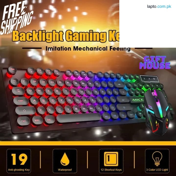 2in1 Gaming Setup! Mechanical Feeling RGB Gaming Keyboard and Mouse with 3 DPI Levels Combo - Backlight Gaming Key Board, Mouse, , in Low Price - For Pubg Mobile Laptop PC Computer Game