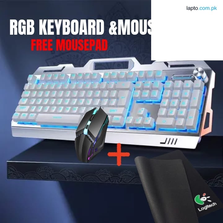 3in1 Gaming Setup! Mechanical Feeling RGB Gaming Keyboard and Mouse with 3 DPI Levels Combo with MousePad - Backlight Gaming Key Board, Mouse, Mouse Pad, in Low Price - For Pubg Mobile Laptop PC Computer Game & free mousepad