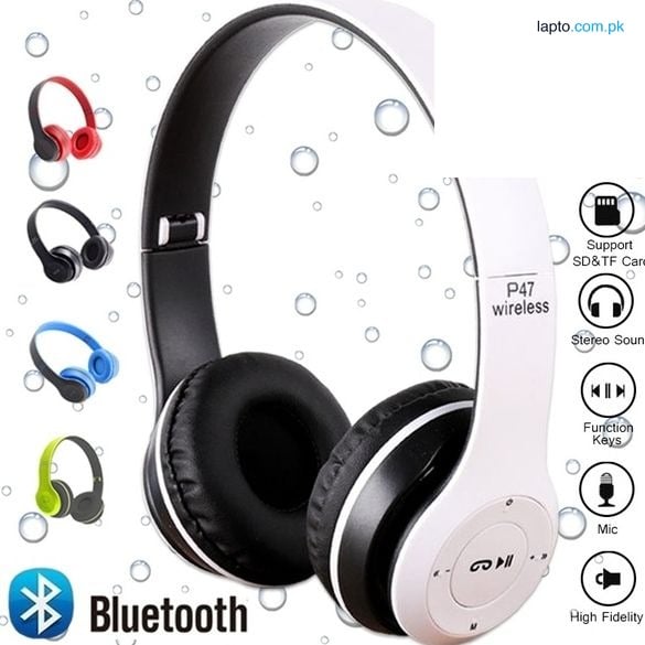 P47 Wireless headphones with Microphone Bluetooth Foldable Headset Support FM Radio TF for PC ,TV Smart Phones & Tablets etc.